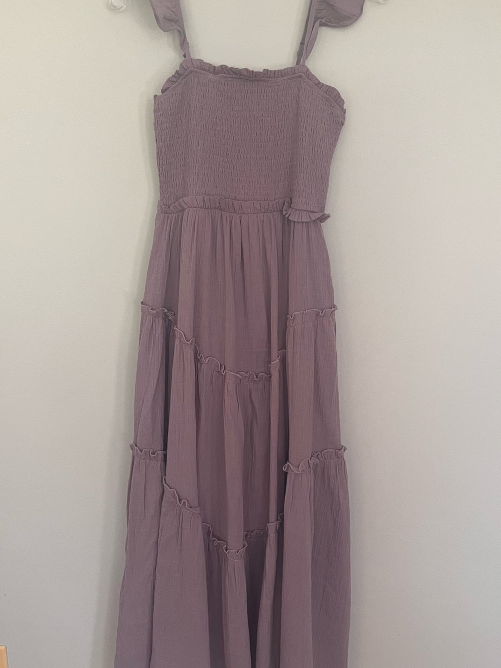 PinkBlush Maternity Lavender Smocked Flutter Strap Maxi Dress - Picture 7 of 11